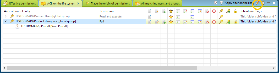 Modify permissions directly in the search results